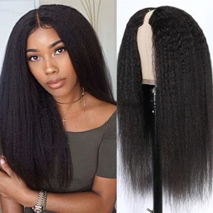 Натуральные черные курчавые прямые волосы Vpart, парик из человеческих волос, U-образный парик для африканских женщин, высокая плотность, без клея