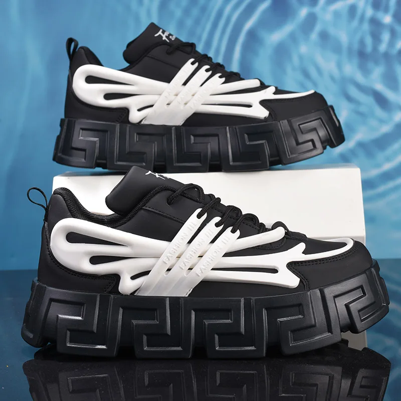 Minority design sense color matching shoes men plus size tide shoes ins Korean casual sports thick soled old men sneakers