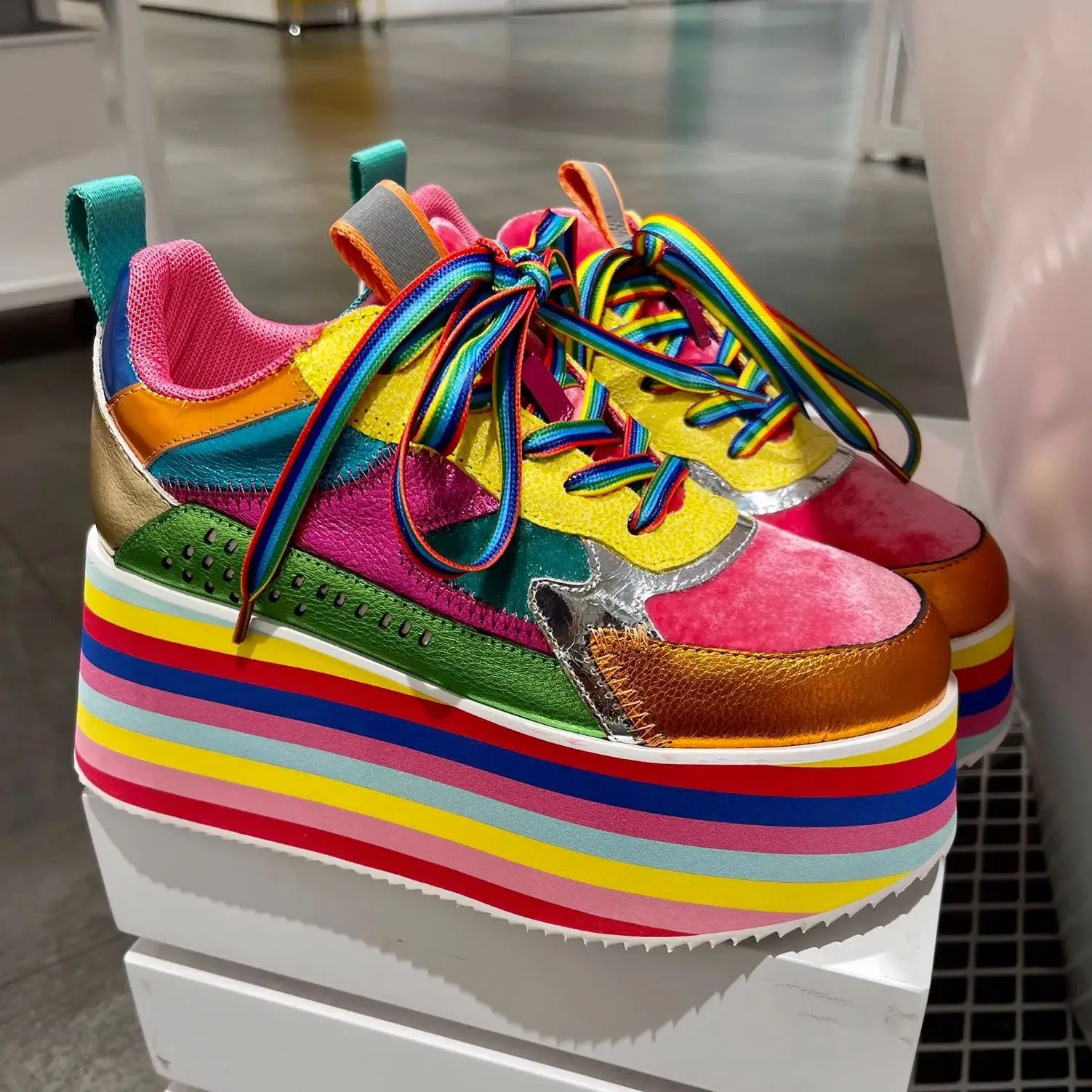 Colorful High Platform Women's Sneakers Spring/Autumn - true deals club