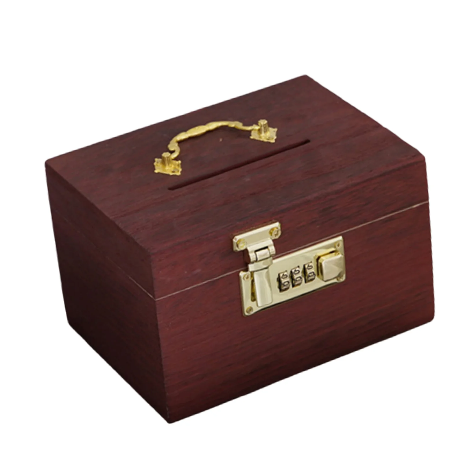 Vintage Wood Treasure Money Bank Coin Bank with Lock Security Code Money Box for Children