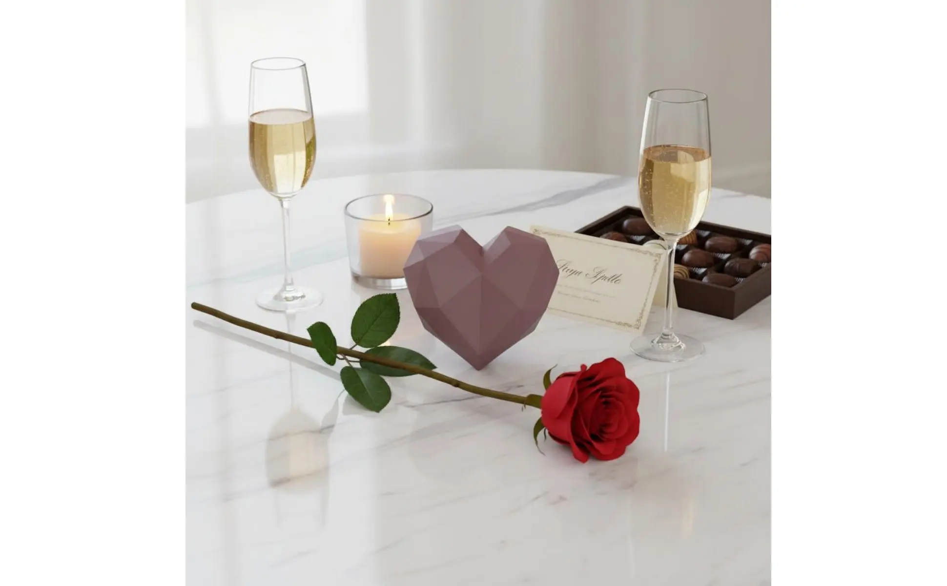 Heart Shaped Gift Box Waterproof Plastic Flower Box Faceted Design Flower Container Recyclable for Partners, Anniversary