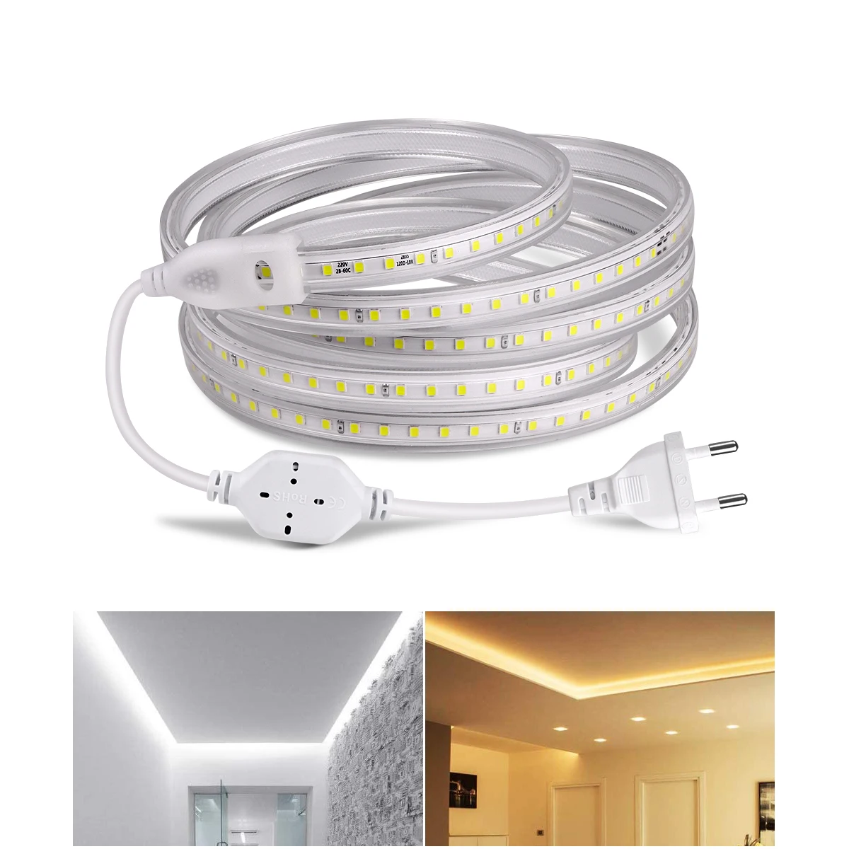 

Светодиодная ленсветильник 110 В 220 В 2835SMD 120 светодиодов/м, водонепроницаемая светодиодная лента высокой яркости, гибкая светодиодная уличная лампа для кухни, гостиной