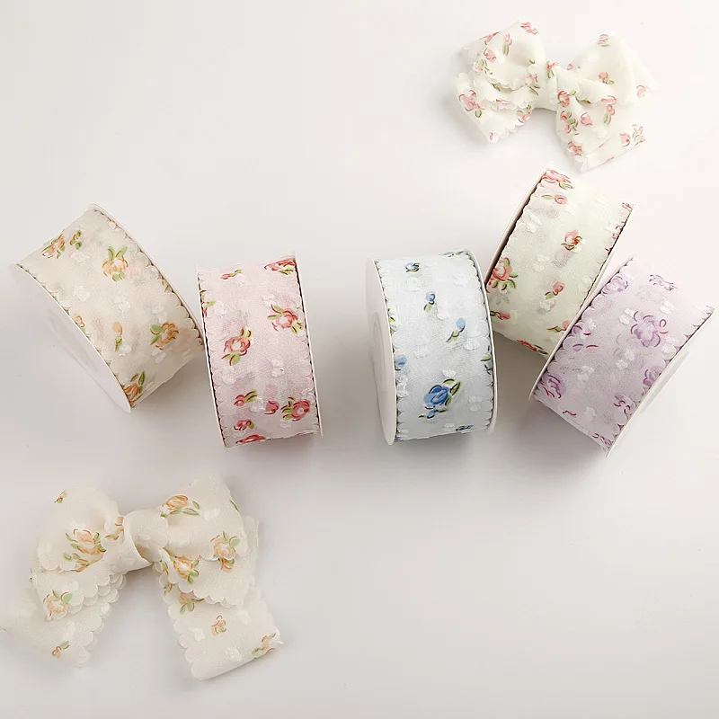 

38mm Ace Double Velvet Dot Chiffon Ribbons for Clothing Shoes Flowers Decoration DIY Hair Bow Accessories Material Webbing