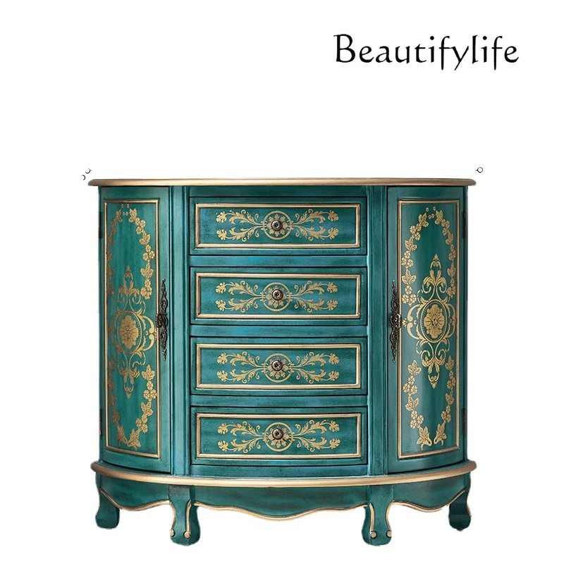 

American Retro Hallway Cabinet Living Room Decorative Cabinet Locker Aisle Storage Chest of Drawers Sideboard Cabinet