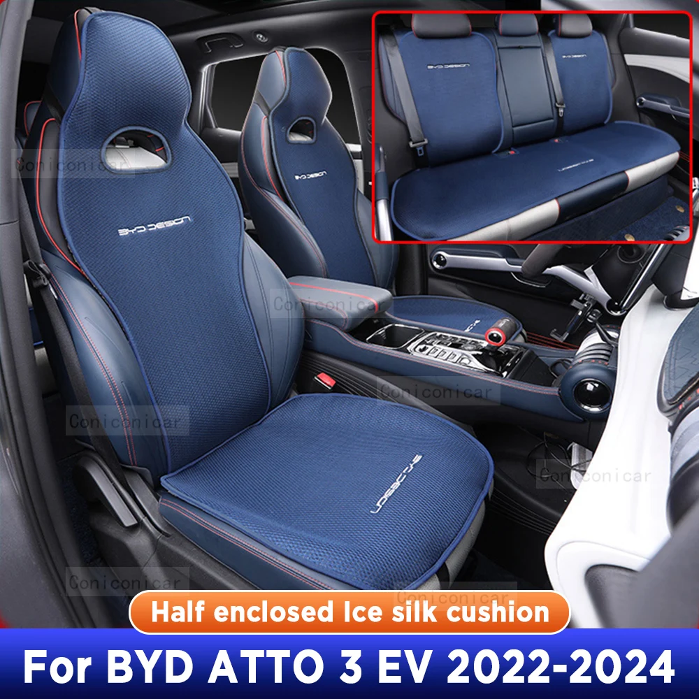 

For BYD ATTO 3 EV 2022-2024 Four Seasons Car Seat Cover Breathable Ice Silk Car Seat Cushion Protector Pad Front Fit Most Cars