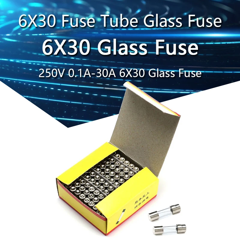 

10PCS 6X30 Fuse Tube Glass Fuse Fuse 250V 0.1A 0.5A 1A 1.5A 2A 3A 3.15A 4A 5A 6A 6.3A 7A 10A 15A 20A 25A 30A 6X30 Glass Fuse