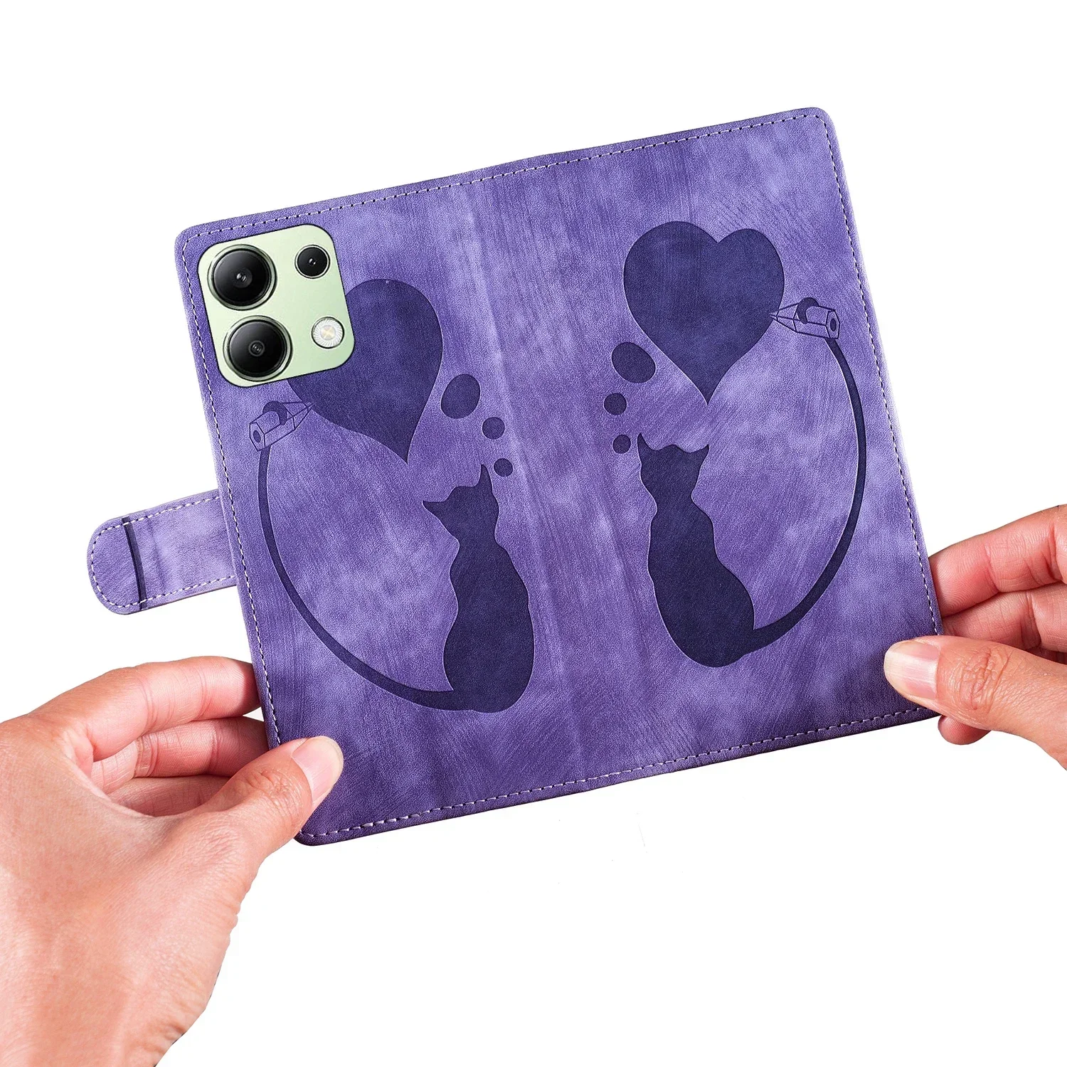 Cat & Butterfly Leather Wallet Flip Phone Case - Elegant and Functional Back Cover