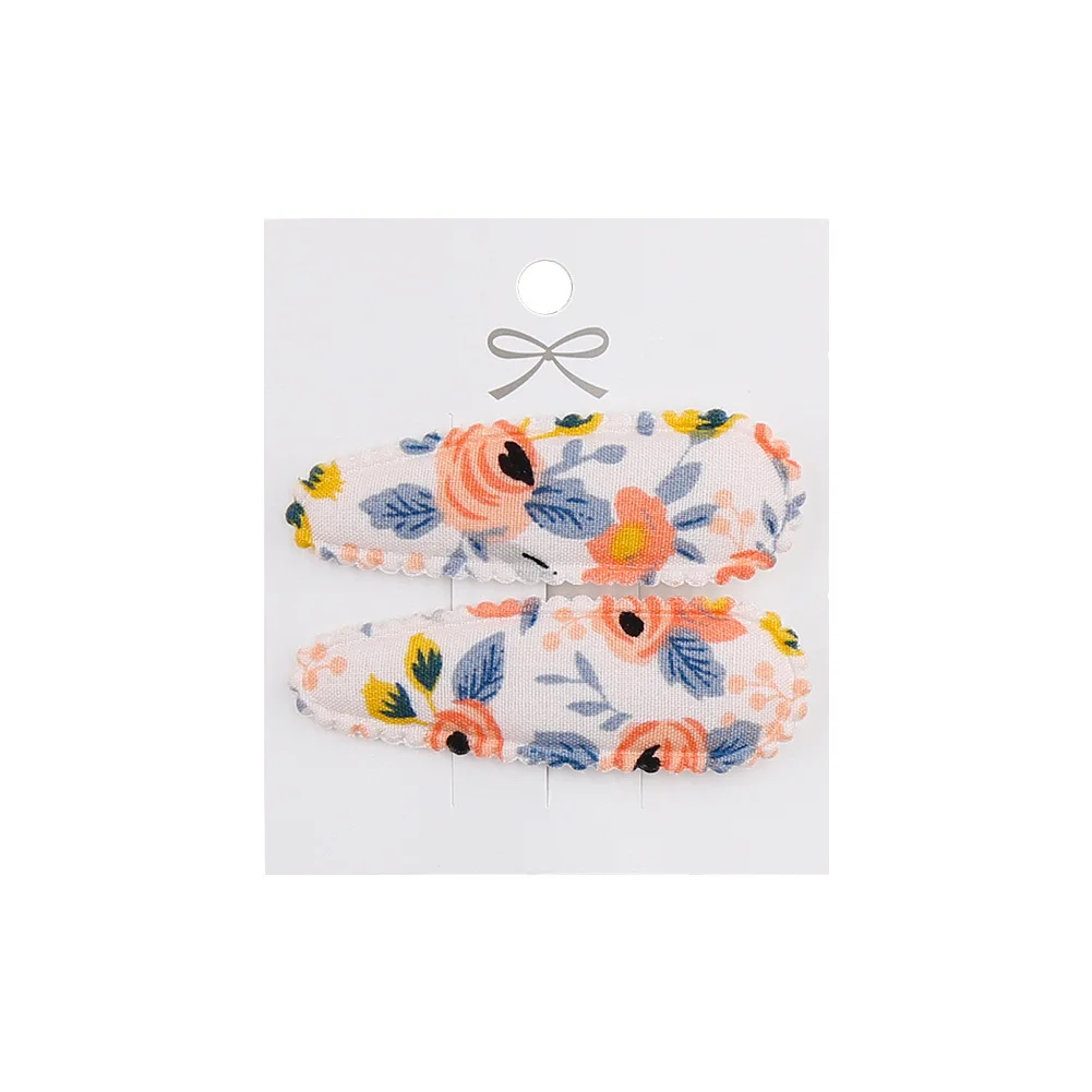 Hair Clips 2pc Floral Print 2inch Basic Snap - Uniqwear