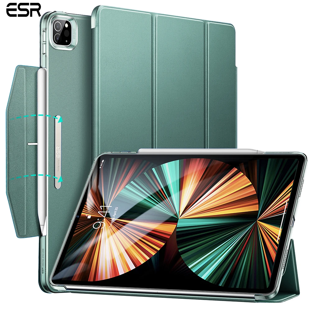iPad Case Tablet Case ESR for iPad Pro 11 iPad Air 5 4 Pro 12.9 mini 6 Ascend Trifold Hard Back Protective Cover