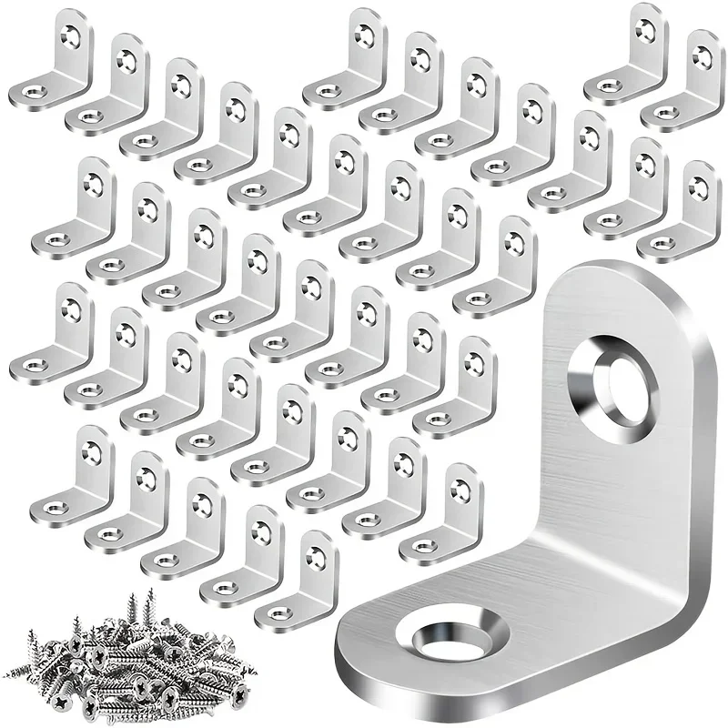 L Bracket Corner Bracket Set Metal L Brackets Shelves Wood Furniture Cabinets Chairs Drawers 40pcs With 80 Screws