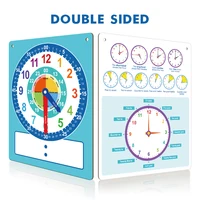 Montessori Writable Dry Erase Teaching Clock Telling Time Maths Teaching Aids Demonstration Clock for Primary School 10.9"x13.5" 2