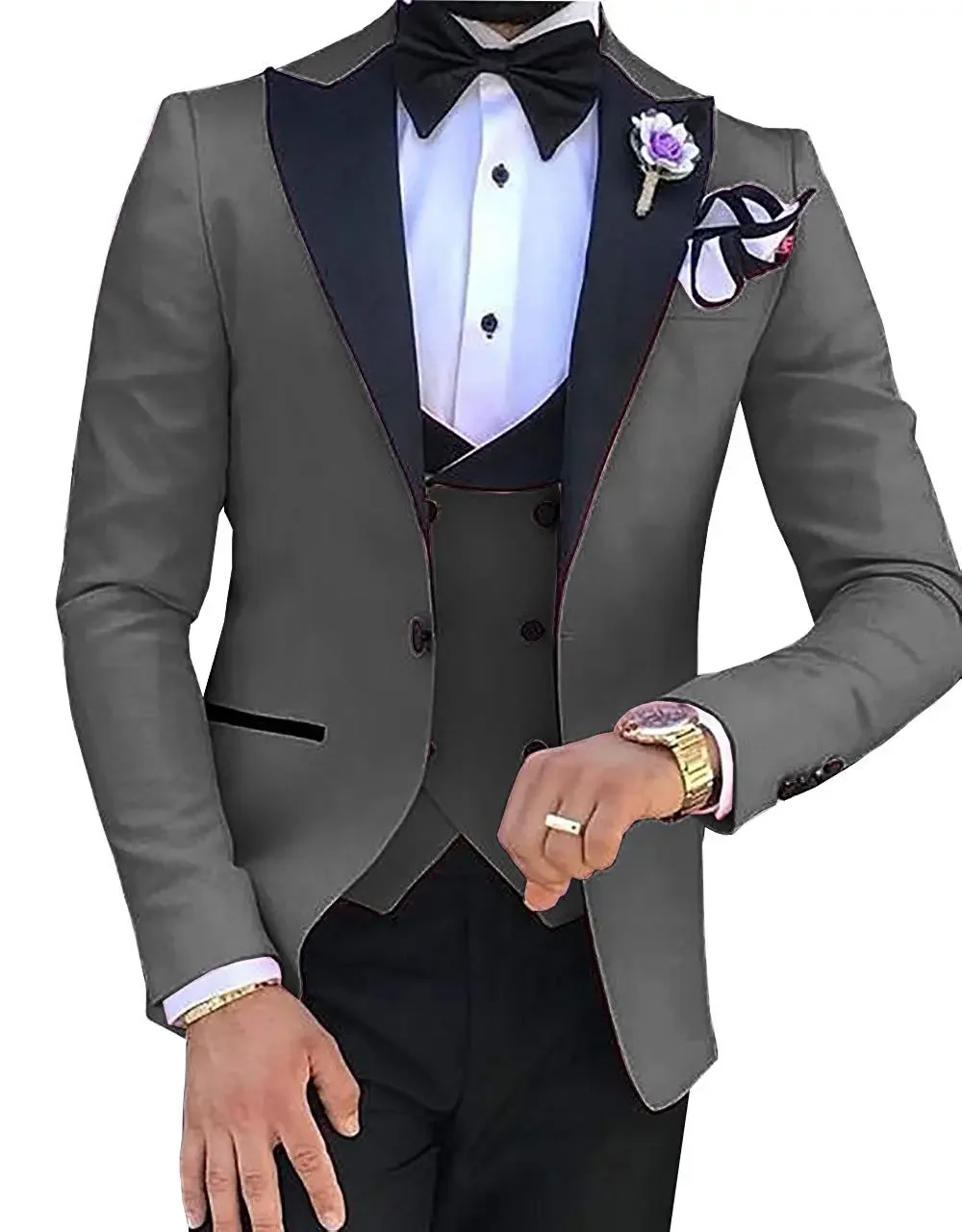 Description Picture 5 of itemCustom Made  Mens Suits Terno Slim Groom Tuxedos Wedding Men Suits Terno Masculino (Jacket+Pant+Vest+Tie Bow)