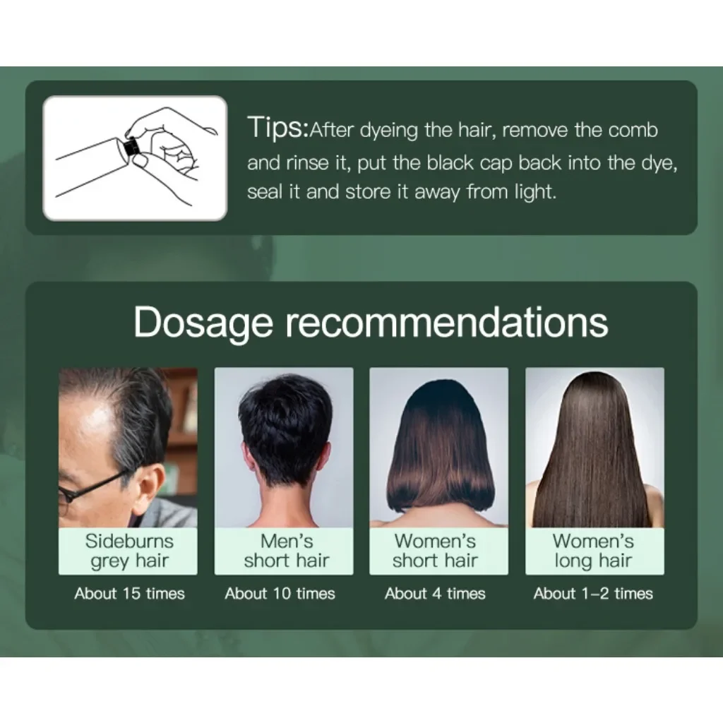 Description Picture 5 of itemNew Black Hair Cream Hair Dye Cream with Comb Plant Hair Dye Natural Plant Comb Black Color Shampoo Cream