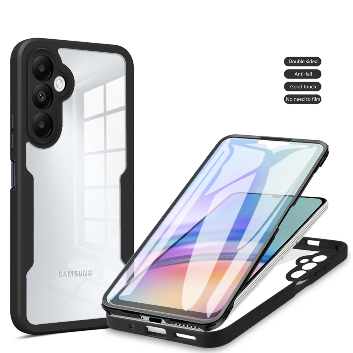 Enhanced Protective Full Body Phone Case with Double-Sided Cover