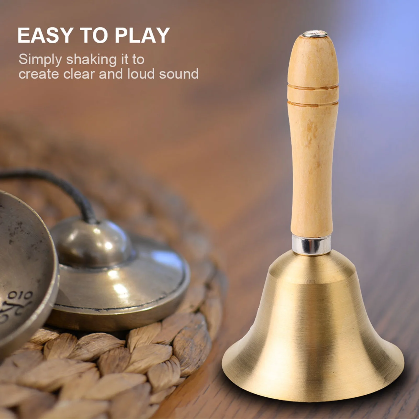 8CM Multi Functional Hand Bell Handbell With Wooden Handle For School Children Toy hand bell