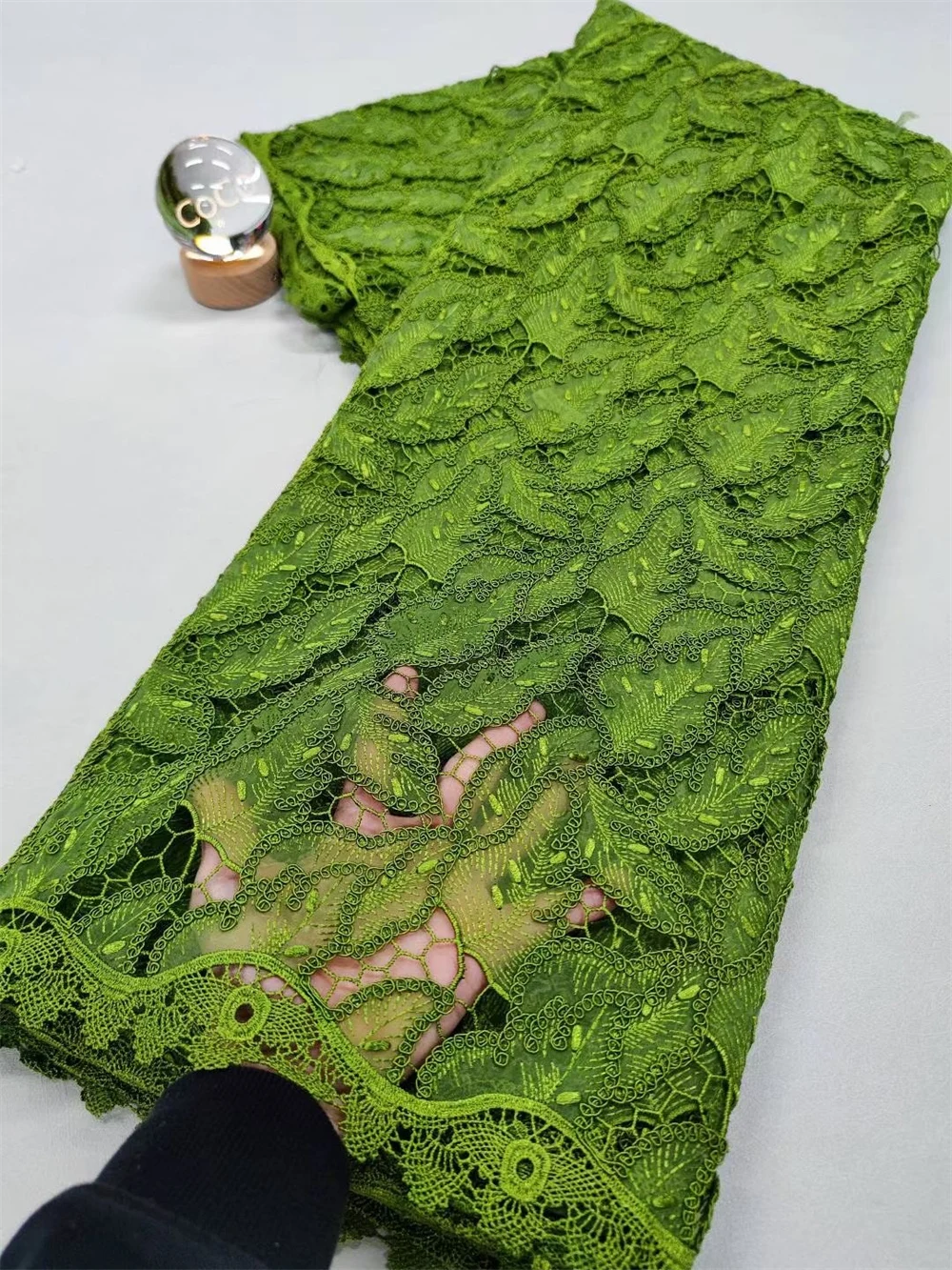 African Nigerian chiffon Cotton Embroidery Guipure Lace Fabric, chiffon lace Wedding Party Dress, High Quality, 5Yards, ,