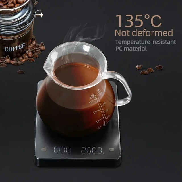 Mini Coffee Scale w/Timer USB Rechargeable 3kg/0.1g Digital Scale oz/ml/g  Units