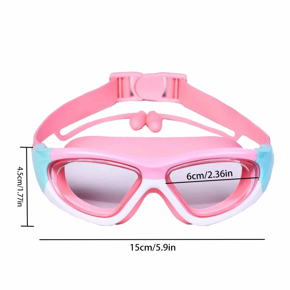 Children's High Definition Goggles Waterproof Anti Fog Large Frame Silicone Tape Earplugs Diving Swimming Large Frame Glasses swimming goggles
