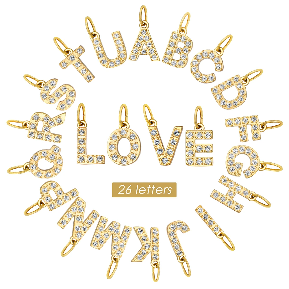 Elegant Diamond Alphabet Pendant for Women - Customizable DIY Necklace Bracelet Jewelry Making Gift