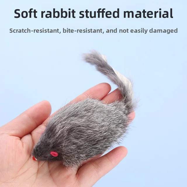1/3pcs ​​Fluffy Pet Cat Toy Mice with Crinkle Sound Interactive Hunting Play for Kittens Bite Resistant Cat Toys Supplies 4