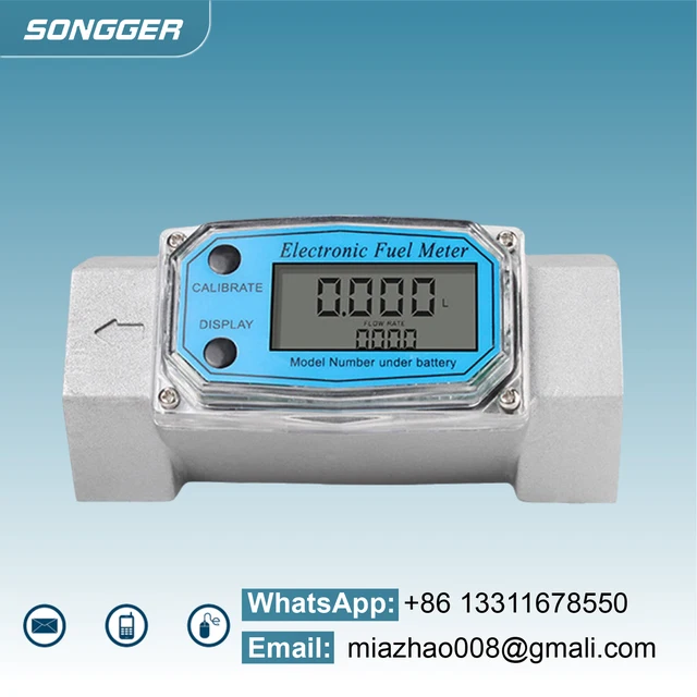 เครื่องวัดอัตราการไหลแบบเทอร์ไบน์อิเล็กทรอนิกส์สำหรับน้ำดีเซลน้ำมันพร้อมหน้าจอดิจิตอลติดตั้งแบบท่อวัดของเหลวแม่นยำสูง 6