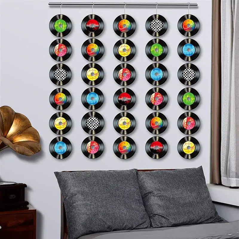 18pcs Vinyl Records Decor Hanging Wall Decorative Paper Records