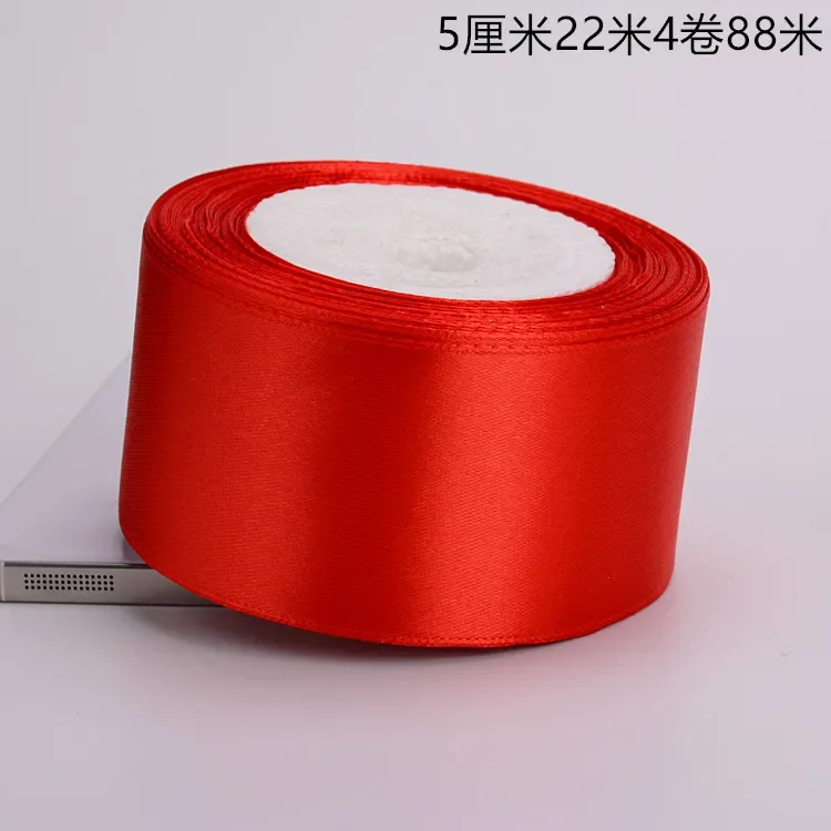 Elegant Red Silk Satin Ribbon Roll - 22 Meters for DIY Wedding and Birthday Party Decorations