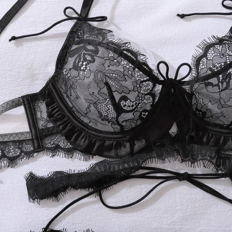 eyelash lace lingerie set full view