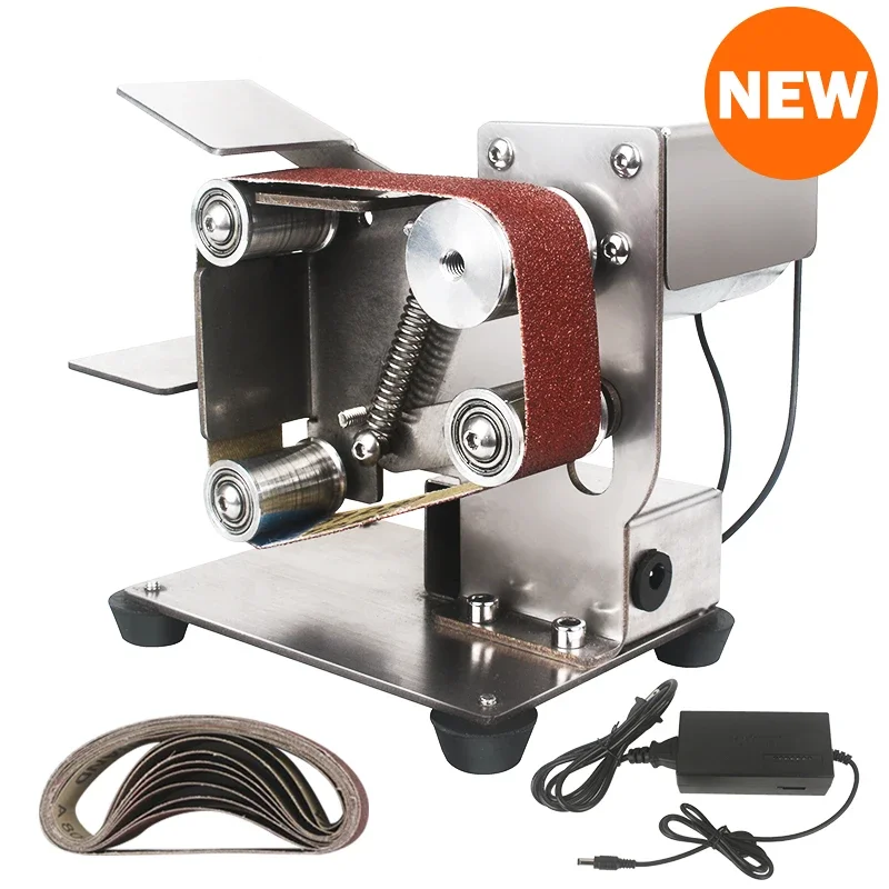 Belt Grinding Machine Electrical Polisher Machine Sharpening Bench Grinder Variable Speed Mini Belt Sander Metal Sander