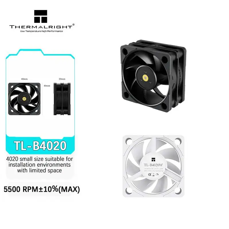 Thermalright TL-B4020 40MM PWM rodamientos de bolas dobles 5500RPM silenciosos potentes ventiladores de refrigeración para computadora de escritorio Mini ventilador de refrigeración con caja