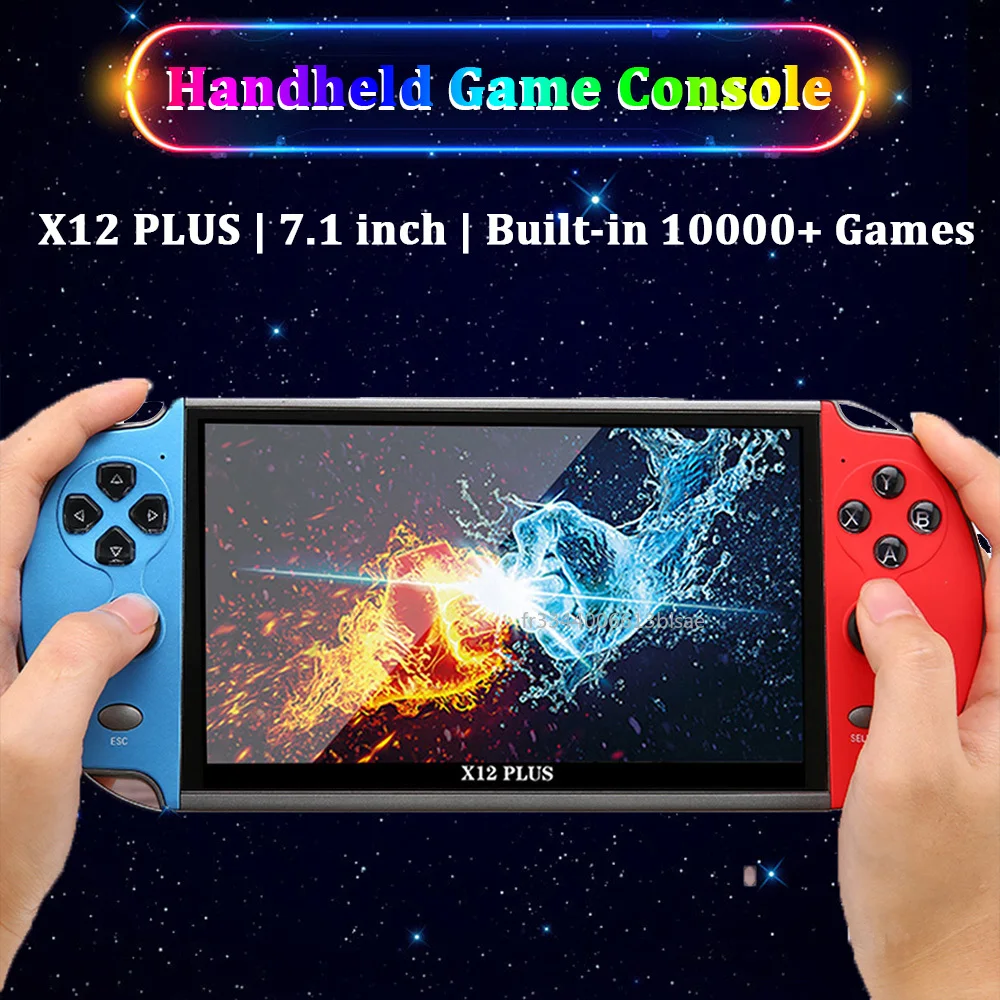 X7/X7 Plus/X12/X12 Plus Console Per Videogiochi Portatile Portatile 4.3/5.1/7.1 Pollici Lettore Di Giochi Con Schermo Hd Built-In10000 + Giochi Classi