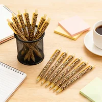 Leopard Print Retractable Ballpoint Pens – Stylish Smooth Writing Office Stationery Set, Black Ink, No Cap, Multi-Color Barrel 6