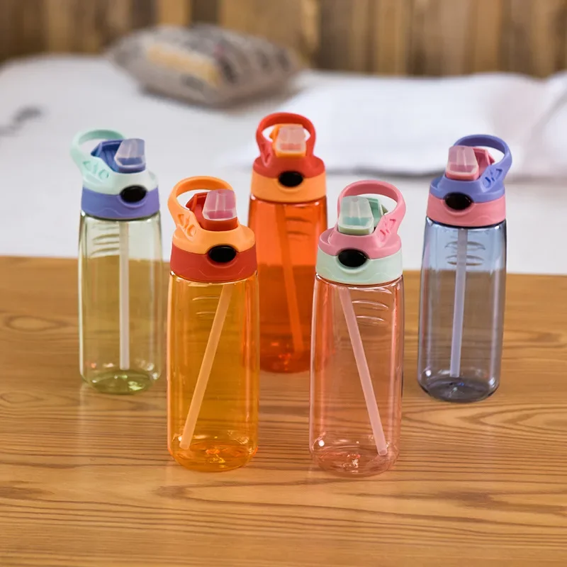 500ML Water Bottle with Straw Female Children Large Portable Travel Bottles Sports Fitness Cup Summer Cold Water with Time Scale water bottle