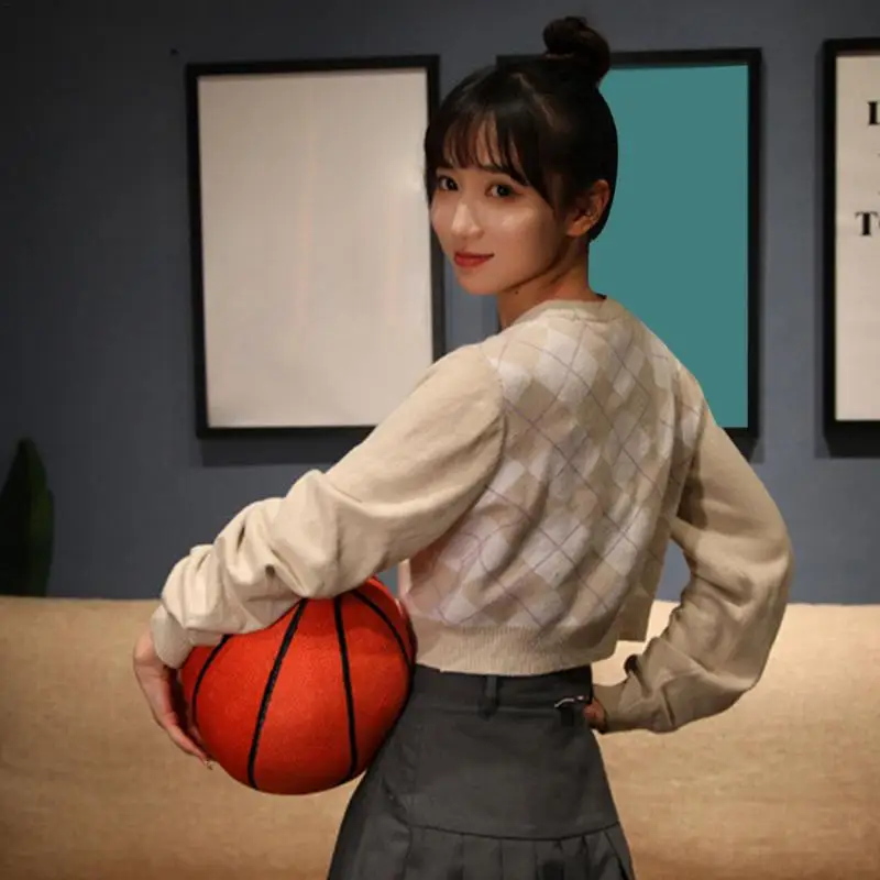 Plush Basketball Pillow Soft Stuffed Toy Plush Toy Creative Throw Pillow Cute Ball Plushies Flexible Toys For Sofa Bed Couch Car
