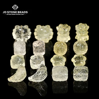 1 Pc Natural Stone Lemon Quartz Carved Bead Cat Paw Heart Square Shape Charms For Jewelry Making Diy Necklace Bracelet Accessory 1