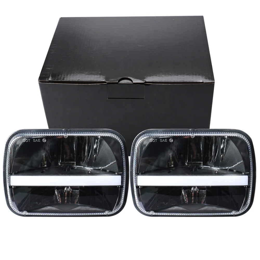 

Автомобильные фары 5*7 дюймов, желтая светодиодная фара с DRL, автомобильная светодиодная фара, 1 пара