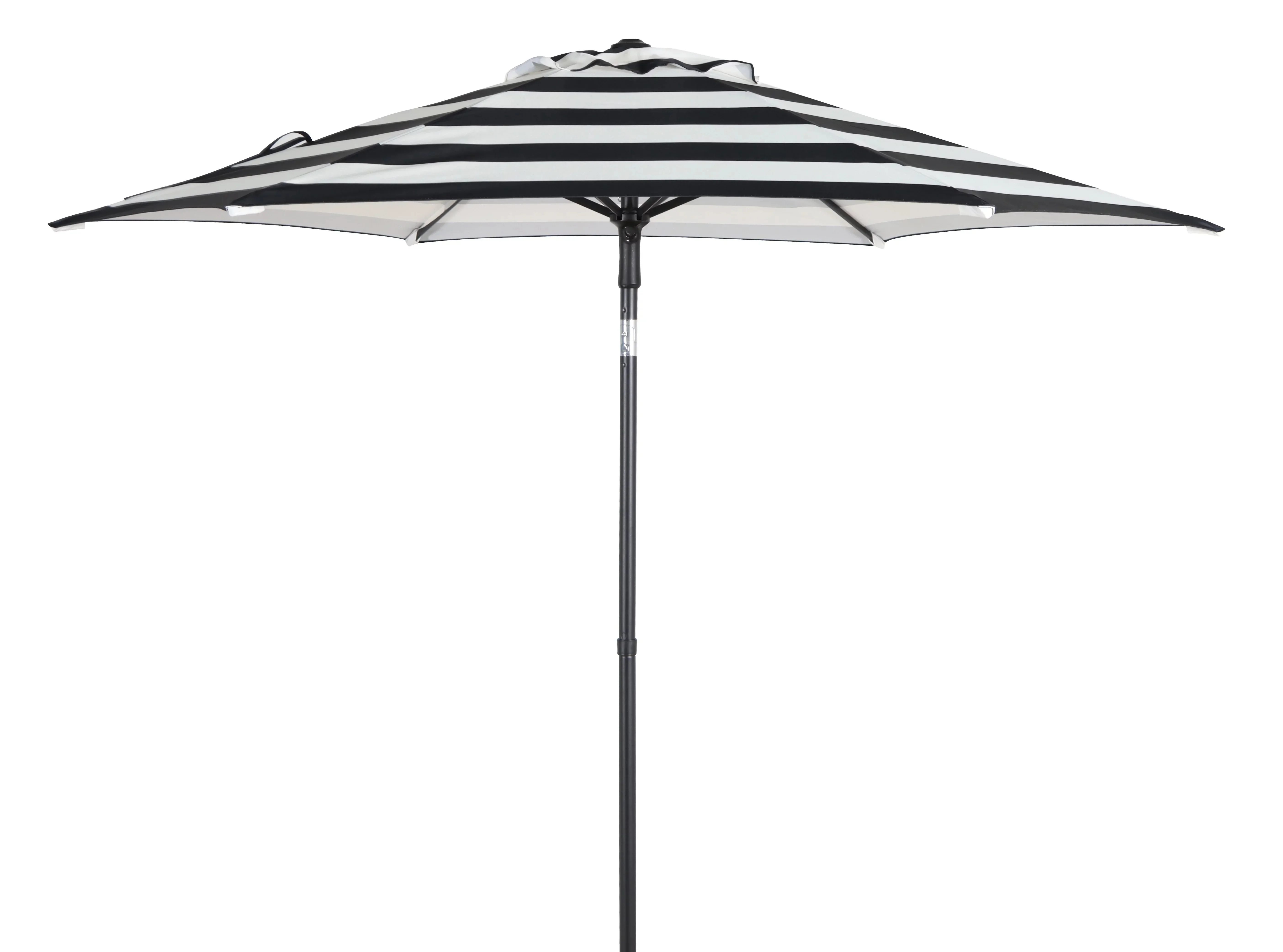 

outdoor umbrella 7.5 Foot Push-Up Round Market Umbrella Black & White Cabana Stripe