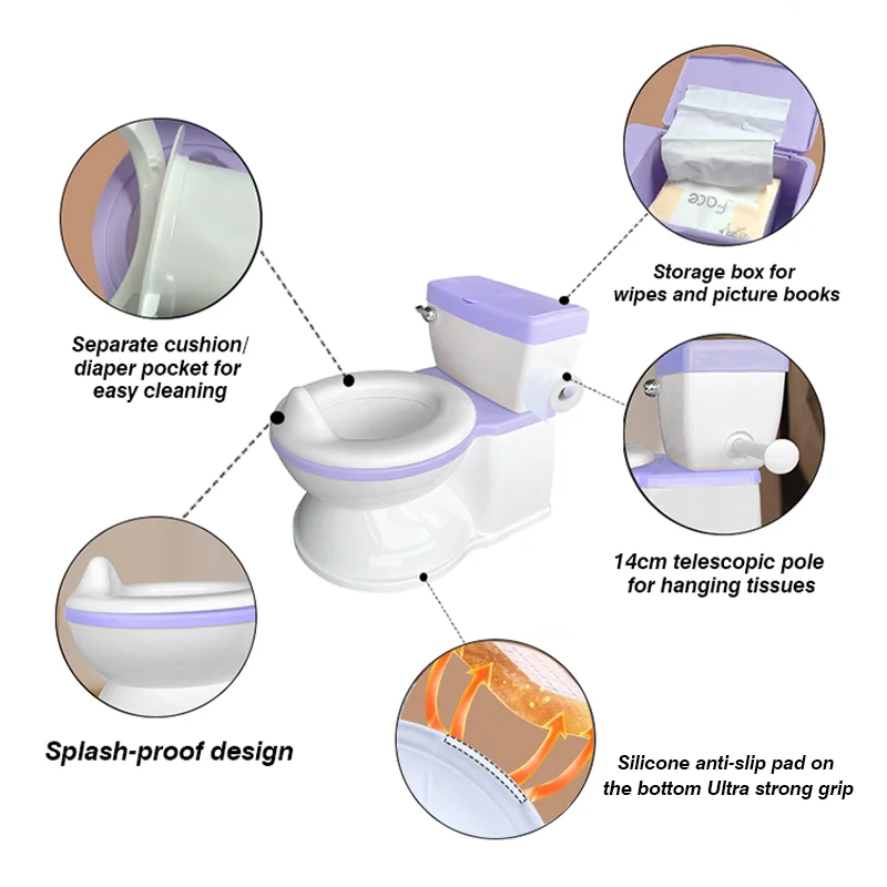 Real Feel Potty in Baby Size, Toddler Potty Training Toilet, Lifelike Flushing Sound with Wet Wipes Storage 5