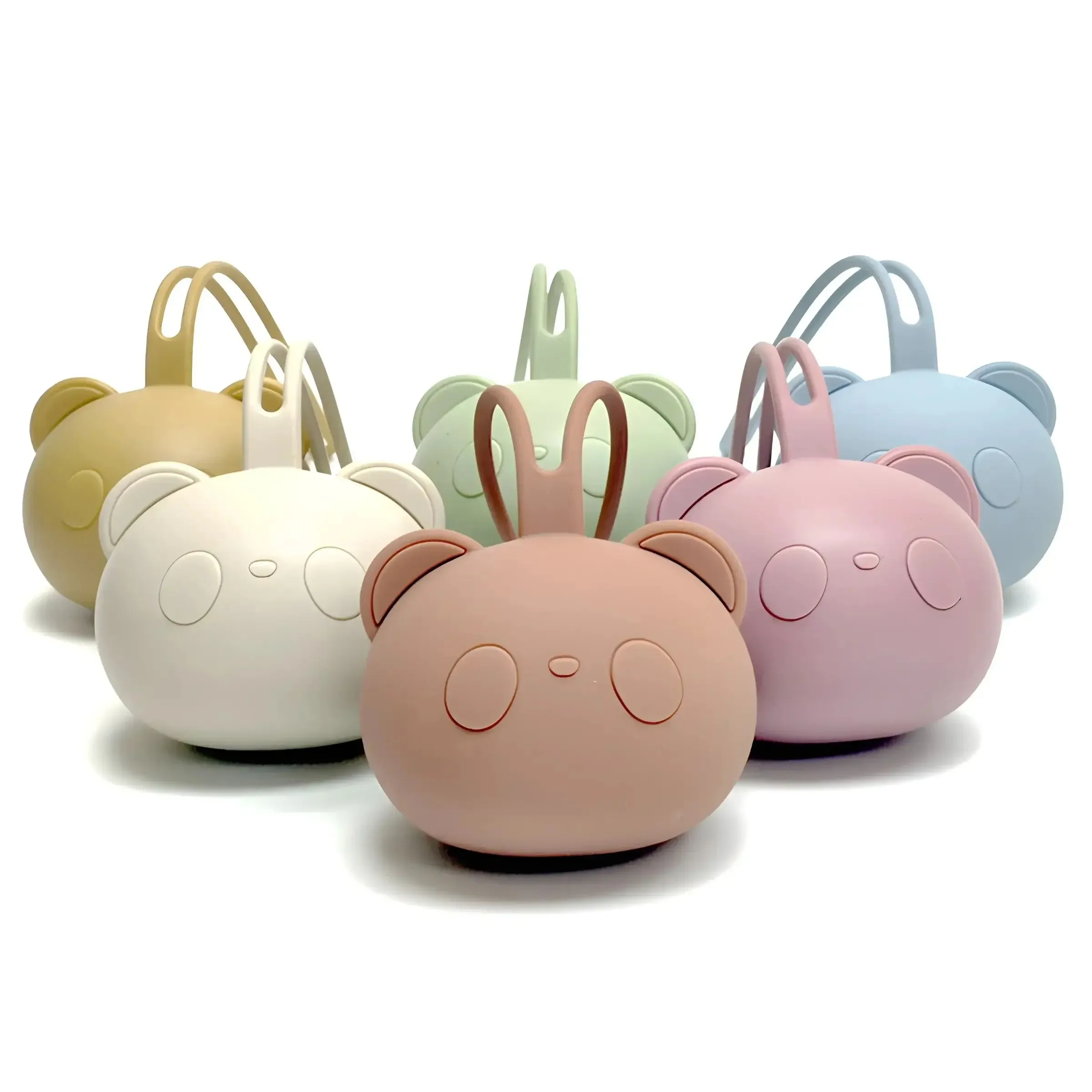 1/2/5pcs Bear Pacifier Pouch Baby Soother Silicone Dust Storage Bag Portable Baby Pacifier Chain Bag Storage Case