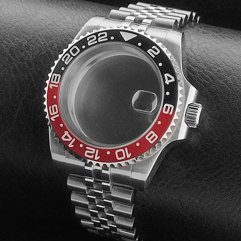 Premium GMT Watch Case with Bidirectional Sapphire Bezel and Slide Buck, 40MM, 5Bar Water Resistance