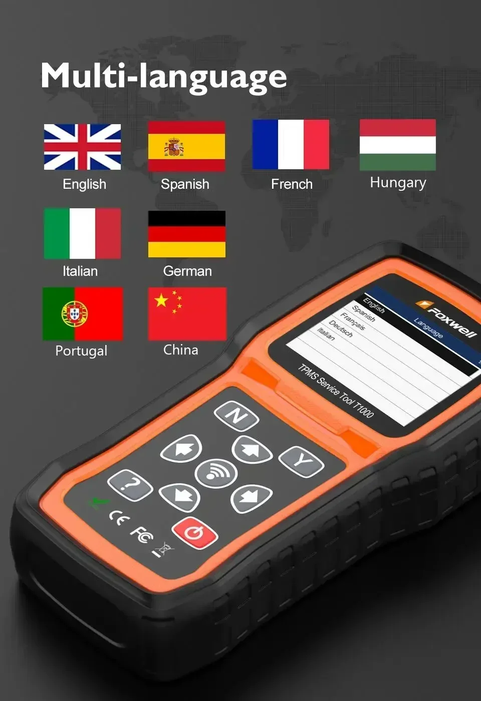 Foxwell T1000 TPMS Sensors Programming Activate Check RF Key FOB Tire Pressure Monitoring System Auto Tester Detector PK TS508 tire pressure monitor,car diagnostic tool