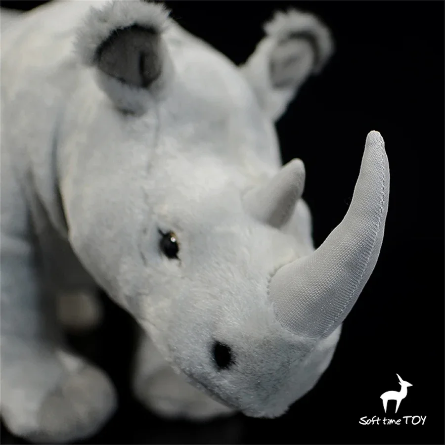 White Rhinoceros High Fidelity Anime Cute Plushie Rhino Plush Toys Lifelike Animals Simulation Stuffed Doll Kawai Toy Gifts Kids 5