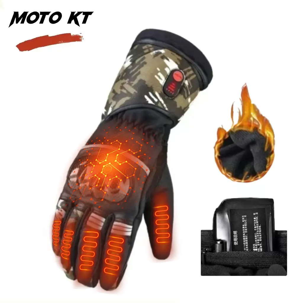 

Winter Motorcycle Waterproof Heated Gloves Motorcycle Fall Protection Gloves Touch Screen Leather Thermal Gloves Rechargeable