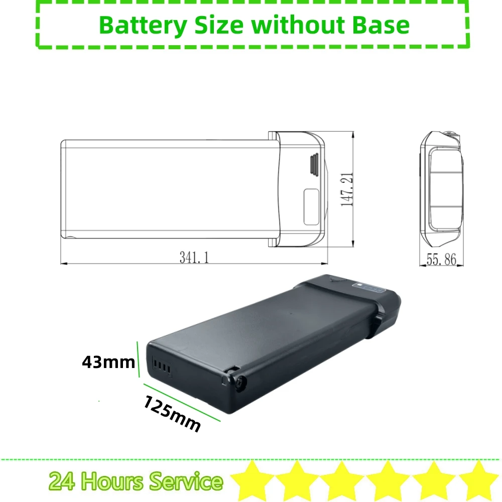 Batteria per bici elettrica Elcykel da 28 pollici 36V 10.4Ah 10Ah 12Ah 14Ah Montaggio portapacchi posteriore per batteria per bici elettrica Elcykel Kayoba E-legance - immagine 6