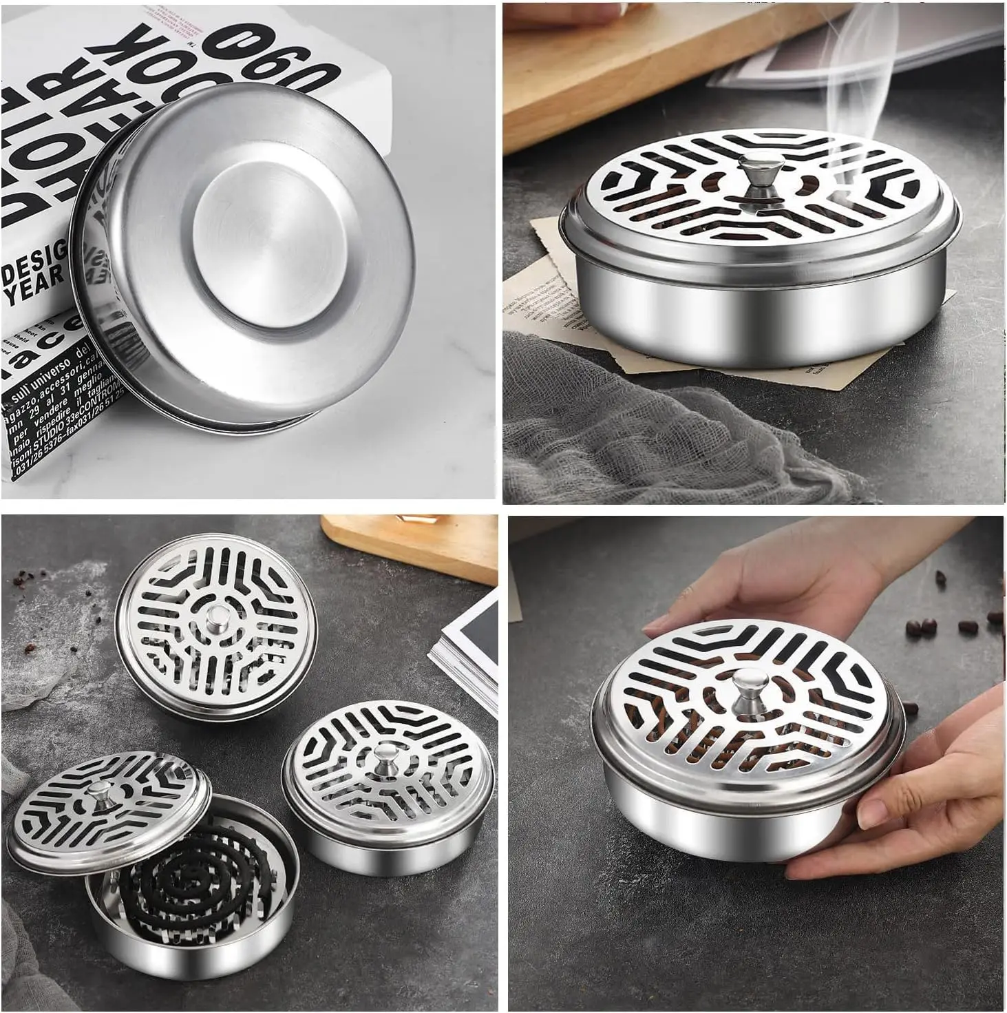 Mosquito Coil Holder Incense Box for Home Office Camping