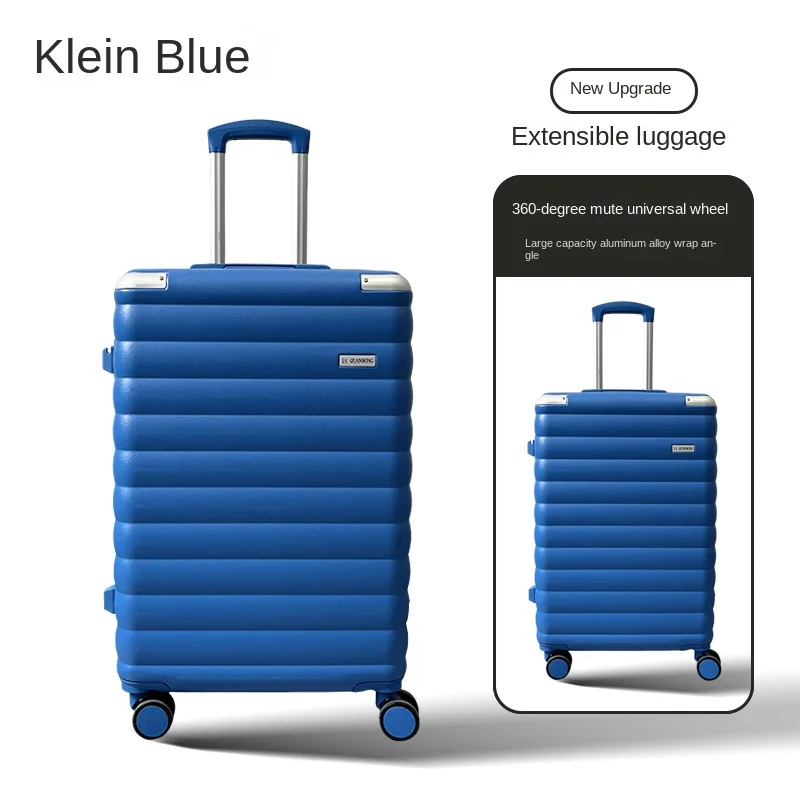 Set Of 2 Luggage Suitcases With Wheels And Telescopic Handle Black Blue_voghion.com