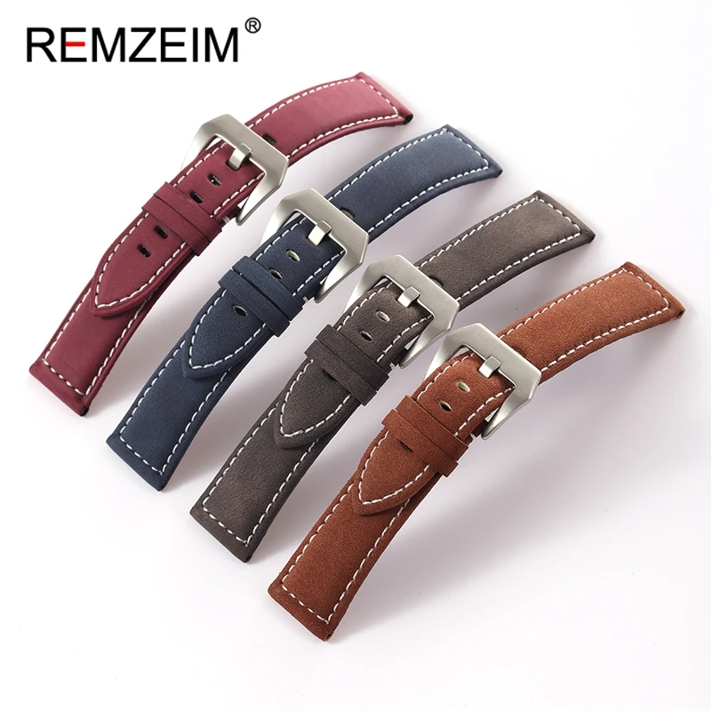 Unisex Retro Matte Leather Wristwatch Band - Black, Yellow, Brown, Green