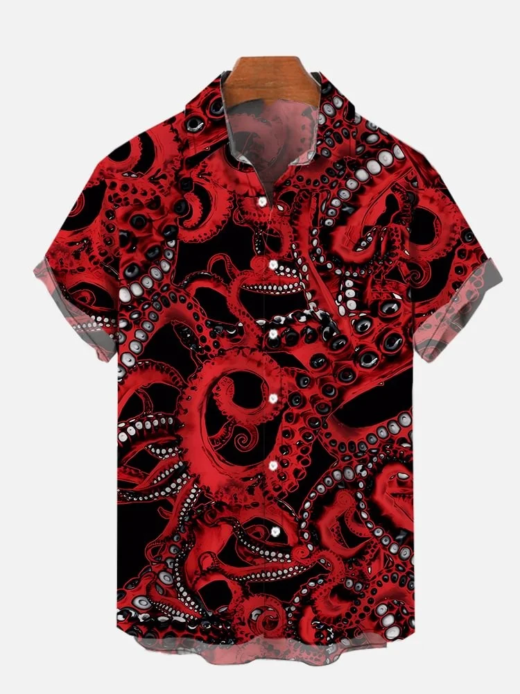 Black Gradient Mythical Beast Dragon Totem Printing Short Sleeve Shirt Short-sleeved Floral Shirt 2024 Casual Loose Shirt 5