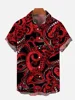 Black Gradient Mythical Beast Dragon Totem Printing Short Sleeve Shirt Short-sleeved Floral Shirt 2024 Casual Loose Shirt 5