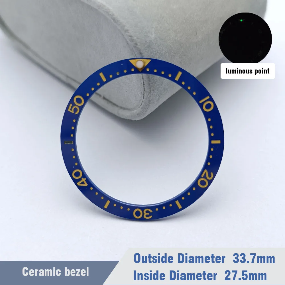 Premium Ceramic Diving Bezel Ring - Flat Insert for Watch Replacement (33.7mm x 27.5mm)